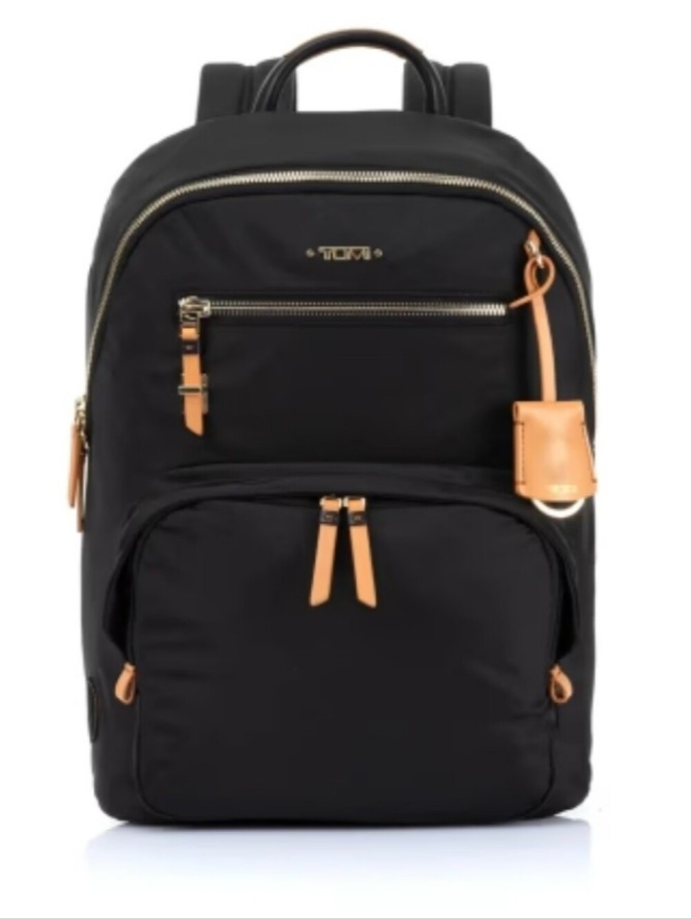 Tumi Voyager Harper Black Backpack with Tan Leather Accents